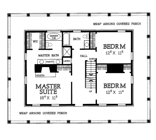 House Blueprint - Country Floor Plan - Upper Floor Plan #72-984