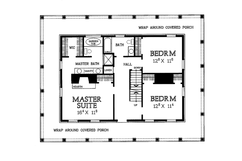 Home Plan - Floor Plan - Upper Floor for Country House Plan #72-984 - 3 bed, 2.5 bath