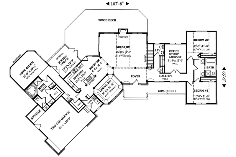Home Plan - Floor Plan - Main Floor for European House Plan #456-92 - 3 bed, 2.5 bath