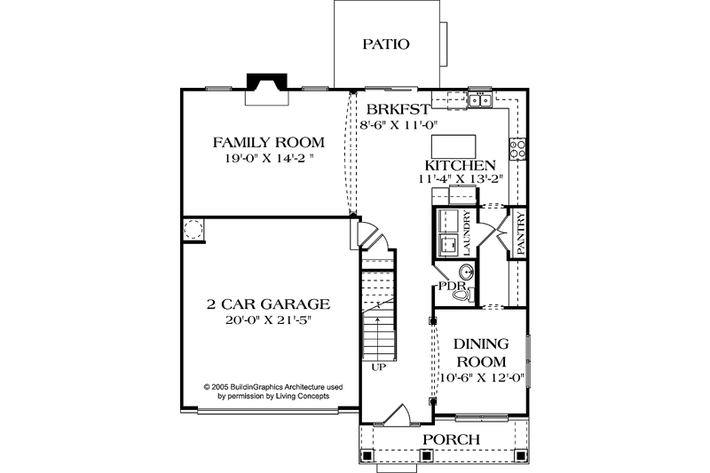 Dream House Plan - Floor Plan - Main Floor for Colonial House Plan #453-505 - 4 bed, 2.5 bath