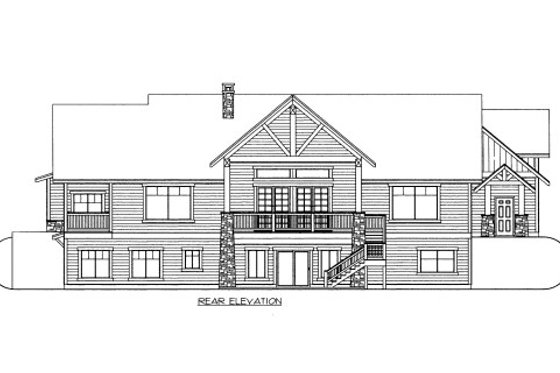 Exterior - Rear Elevation for Bungalow House Plan #117-624 - 3 bed, 2.5 bath