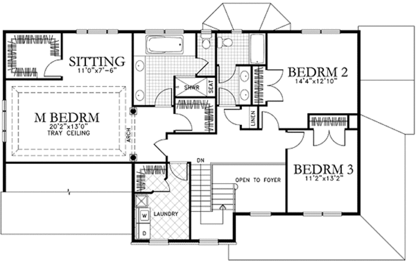House Blueprint - Country Floor Plan - Upper Floor Plan #1029-20