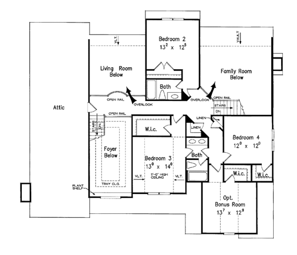House Blueprint - European Floor Plan - Upper Floor Plan #927-102