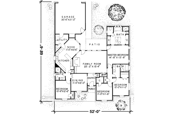 Floor Plan - Main Floor for European House Plan #312-443 - 4 bed, 3 bath