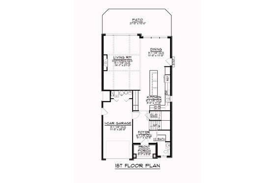 Floor Plan - Main Floor for Craftsman House Plan #1064-84 - 3 bed, 2.5 bath