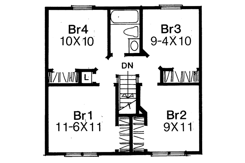 Dream House Plan - Floor Plan - Upper Floor for Colonial House Plan #334-123 - 4 bed, 1.5 bath