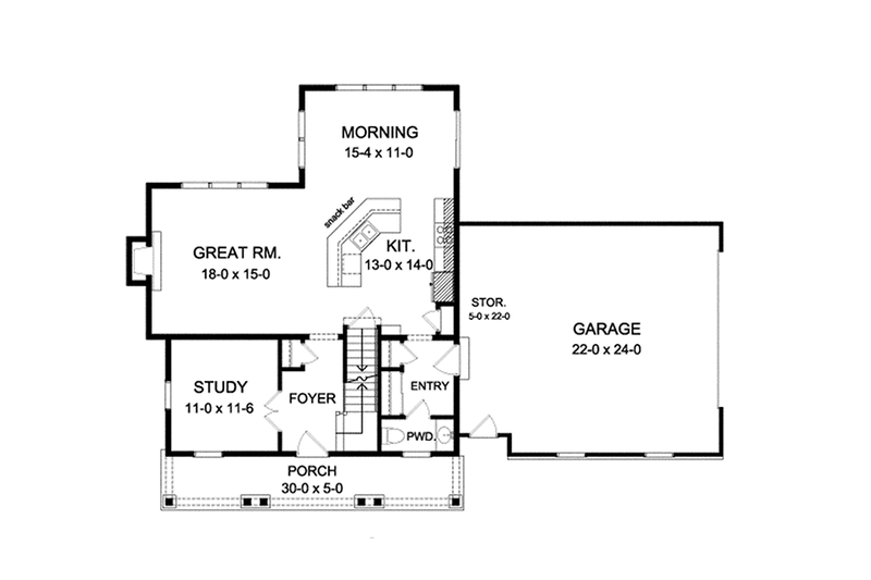 House Plan Design - Floor Plan - Main Floor for Colonial House Plan #1010-122 - 4 bed, 2.5 bath