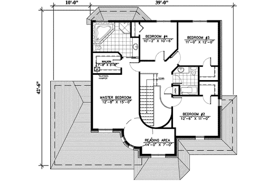 Floor Plan - Upper Floor for European House Plan #138-132 - 4 bed, 2.5 bath