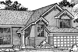 Dream House Plan - Exterior - Front Elevation for Prairie House Plan #320-1077 - 3 bed, 2.5 bath
