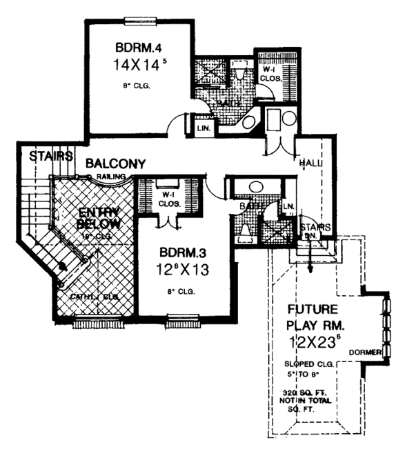 Architectural House Design - European Floor Plan - Upper Floor Plan #310-1134