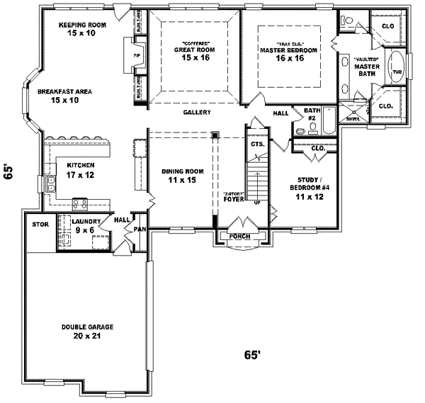 Classical Style House Plan - 3 Beds 3 Baths 2824 Sq/Ft Plan #81-581 ...