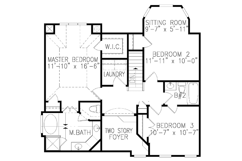 Home Plan - Floor Plan - Upper Floor for Craftsman House Plan #54-332 - 3 bed, 2.5 bath