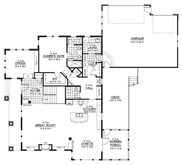 Home Plan - Prairie Floor Plan - Main Floor Plan #51-653