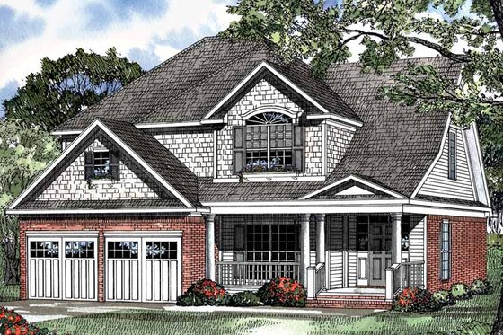 Exterior - Front Elevation 3 for Country House Plan #17-3080 - 4 bed, 2.5 bath