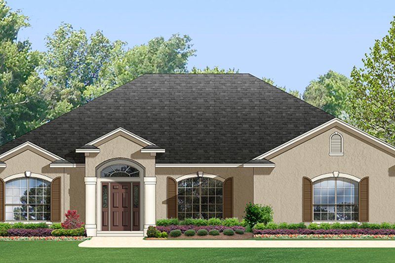 Home Plan - Exterior - Front Elevation 4 for Adobe / Southwestern House Plan #1058-96 - 4 bed, 2 bath