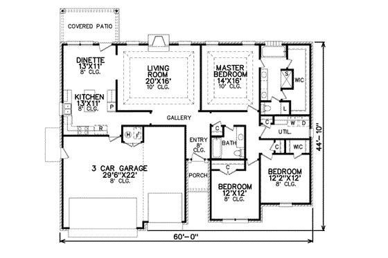 Floor Plan - Main Floor for Traditional House Plan #65-387 - 3 bed, 2 bath