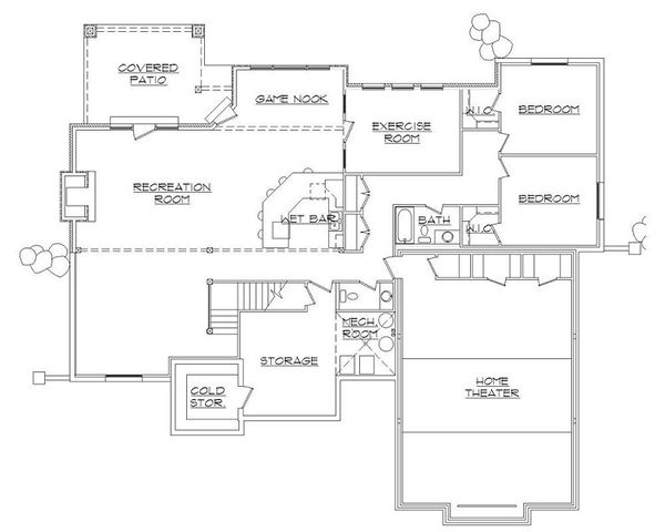 Architectural House Design - European Floor Plan - Lower Floor Plan #5-421
