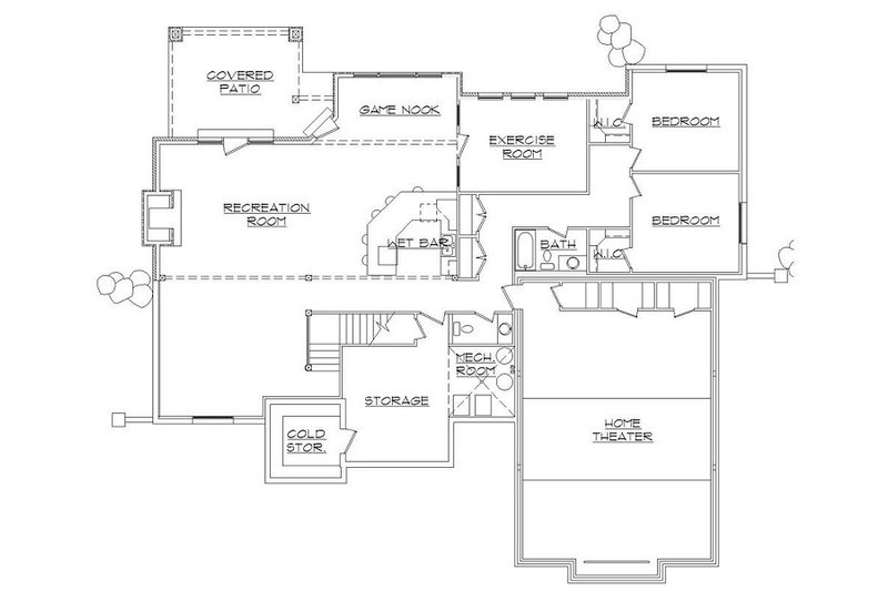 Home Plan - Floor Plan - Lower Floor for European House Plan #5-421 - 6 bed, 5 bath