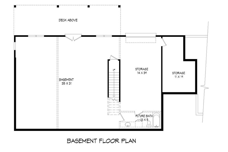 Architectural House Design - Floor Plan - Lower Floor for Country House Plan #932-62 - 2 bed, 2 bath