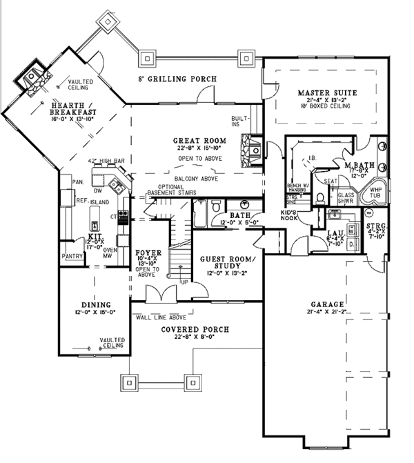 House Plan Design - Craftsman Floor Plan - Main Floor Plan #17-3323