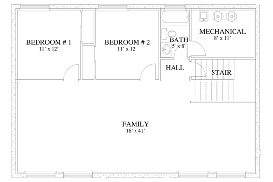 Floor Plan - Lower Floor for Traditional House Plan #1060-18 - 7 bed, 4 bath