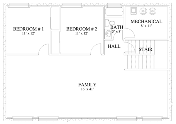 House Blueprint - Traditional Floor Plan - Lower Floor Plan #1060-18