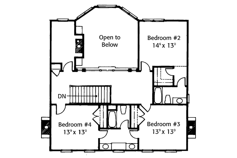 Home Plan - Floor Plan - Upper Floor for Country House Plan #429-356 - 4 bed, 3.5 bath