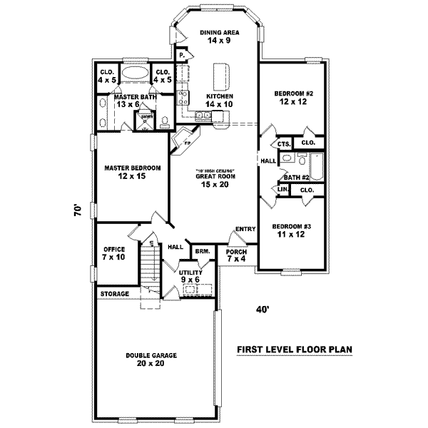 Traditional Floor Plan - Main Floor Plan #81-1445