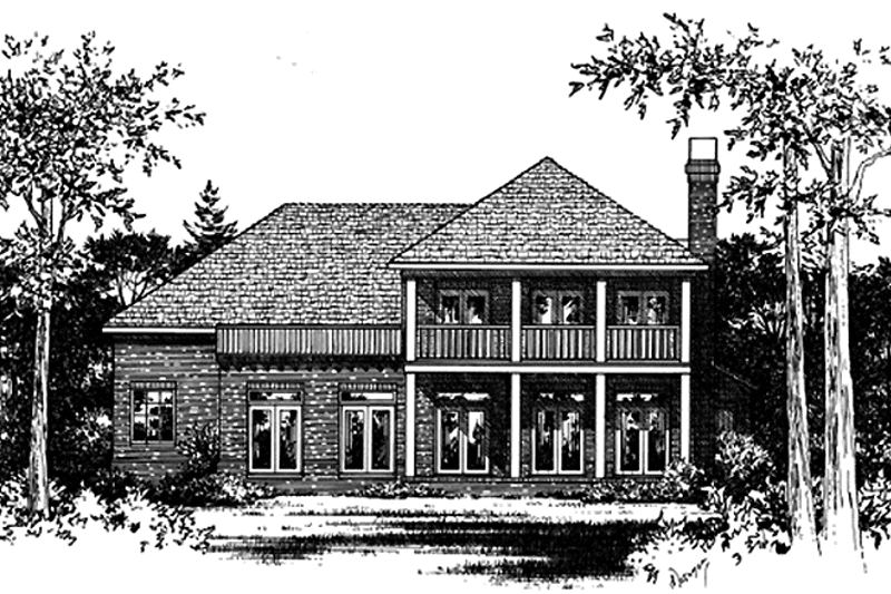 Home Plan - Exterior - Rear Elevation for European House Plan #15-329 - 4 bed, 4.5 bath