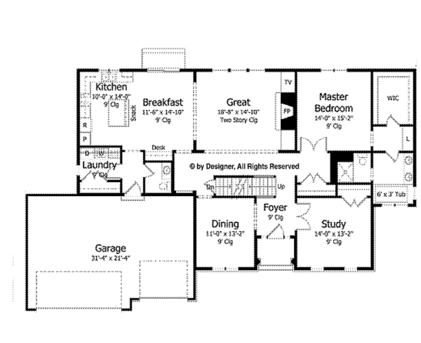 Home Plan - Colonial Floor Plan - Main Floor Plan #51-1021