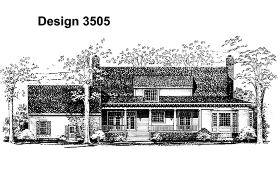 Exterior - Rear Elevation for Classical House Plan #72-972 - 4 bed, 3 bath