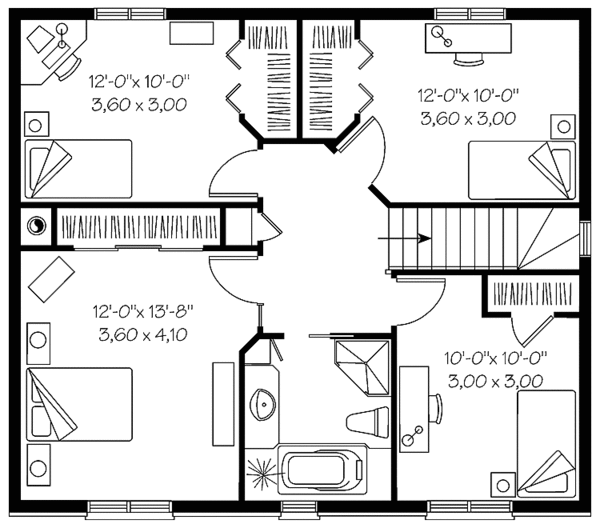 Home Plan - Colonial Floor Plan - Upper Floor Plan #23-2324