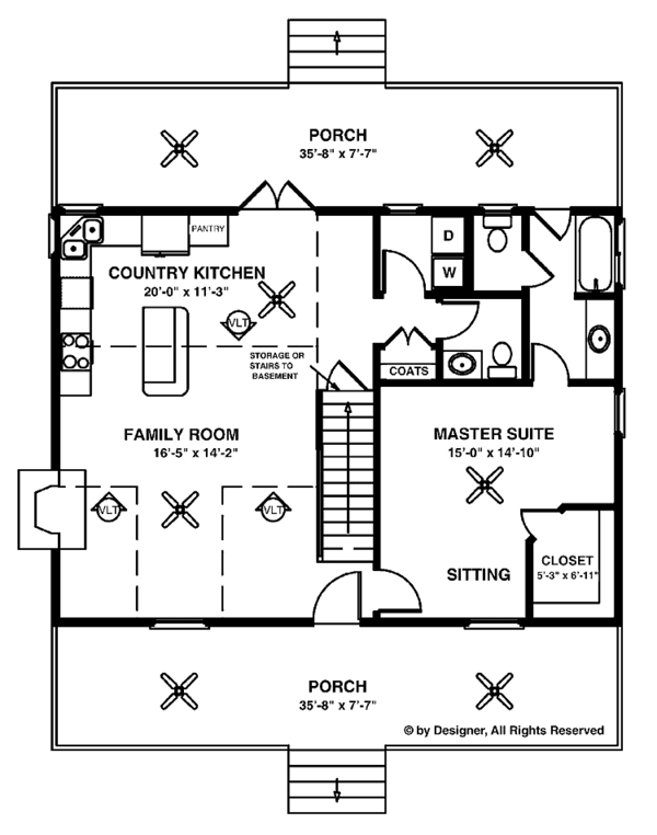 House Plan Design - Country Floor Plan - Main Floor Plan #56-666