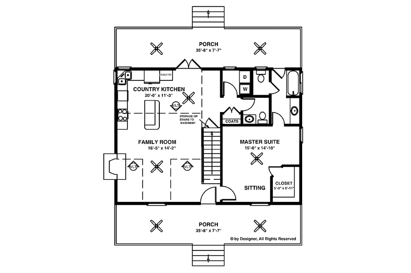 Dream House Plan - Floor Plan - Main Floor for Country House Plan #56-666 - 3 bed, 2.5 bath