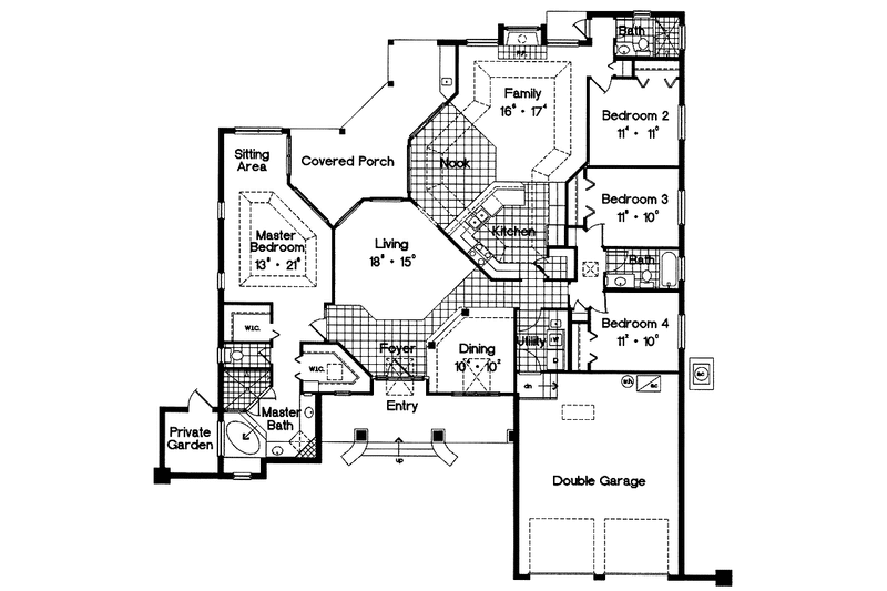Dream House Plan - Floor Plan - Main Floor for Mediterranean House Plan #417-623 - 4 bed, 3 bath