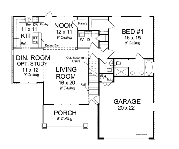 Architectural House Design - Traditional Floor Plan - Main Floor Plan #513-2098