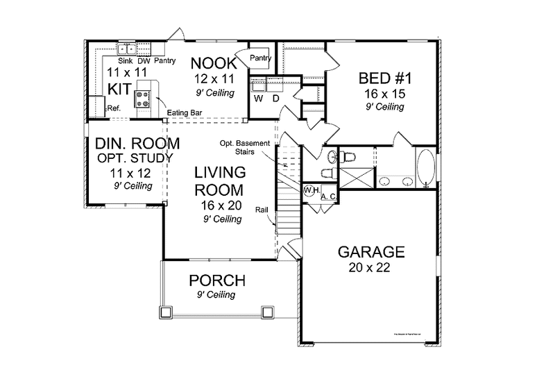 House Blueprint - Floor Plan - Main Floor for Traditional House Plan #513-2098 - 3 bed, 2.5 bath