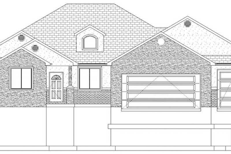 Home Plan - Exterior - Front Elevation 3 for Ranch House Plan #1060-30 - 5 bed, 3.5 bath