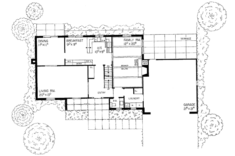 Dream House Plan - Floor Plan - Main Floor for Country House Plan #72-500 - 4 bed, 2.5 bath