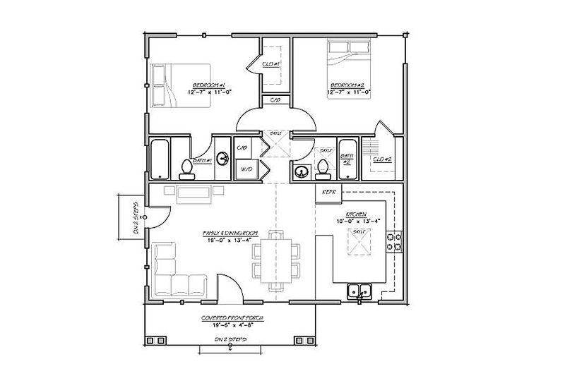 Craftsman Style House Plan - 2 Beds 2 Baths 930 Sq/Ft Plan #485-2 ...