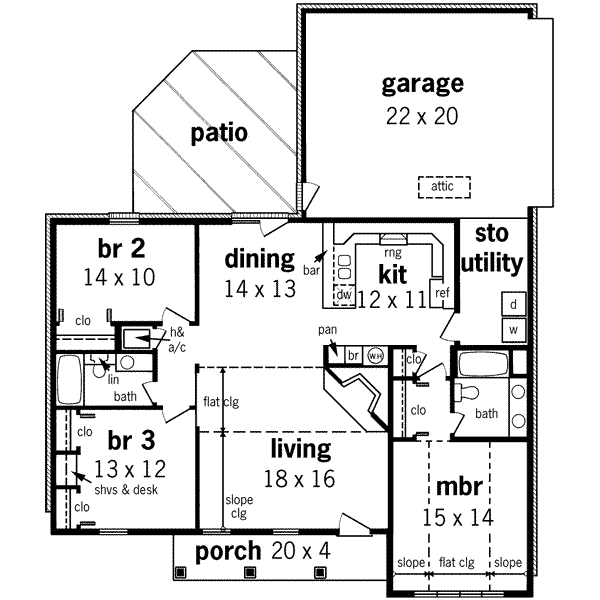 Mediterranean Floor Plan - Main Floor Plan #45-236