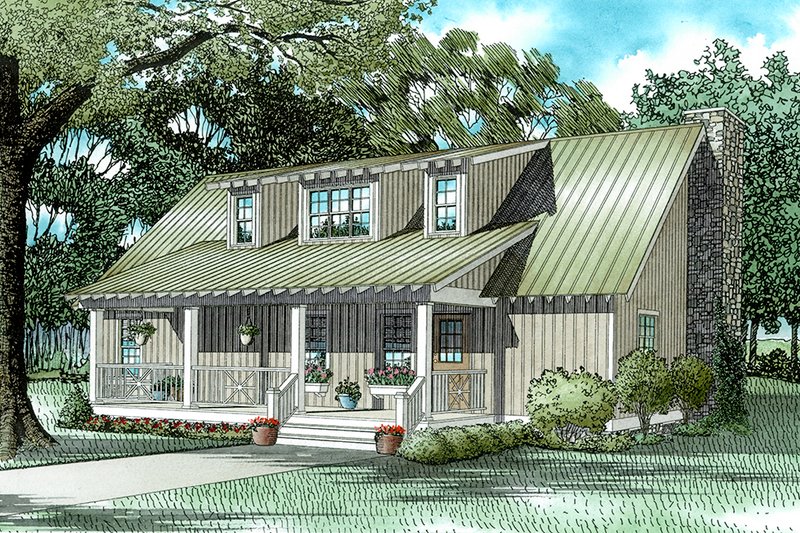 Architectural House Design - Farmhouse Exterior - Front Elevation Plan #17-2016