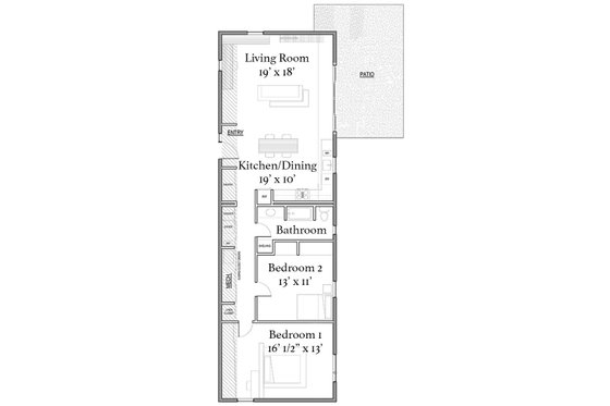 Floor Plan - Main Floor for Modern House Plan #497-27 - 2 bed, 1 bath