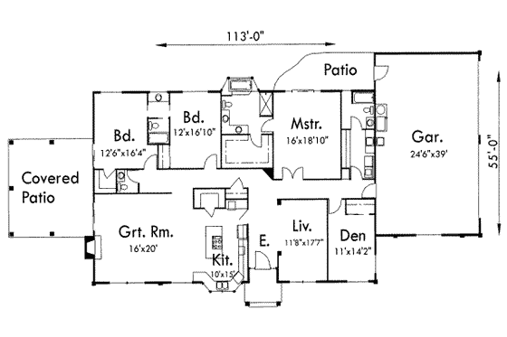 Floor Plan - Main Floor for Traditional House Plan #303-346 - 4 bed, 3.5 bath