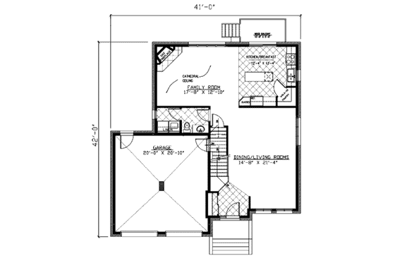 Floor Plan - Main Floor for European House Plan #138-258 - 3 bed, 1.5 bath