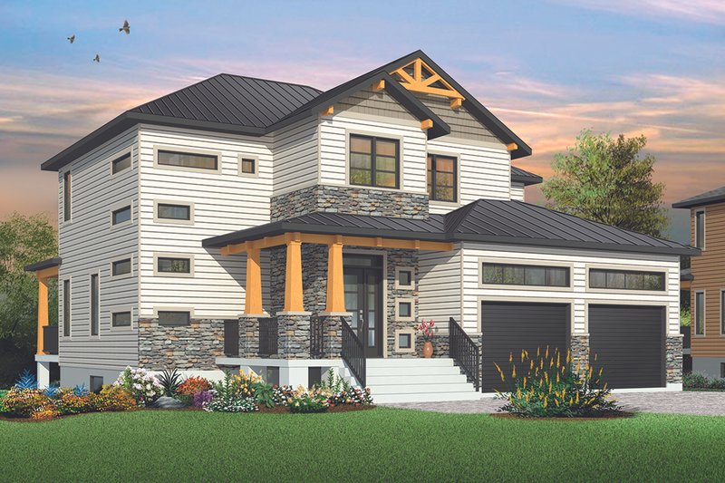 House Blueprint - Craftsman Exterior - Front Elevation Plan #23-2704