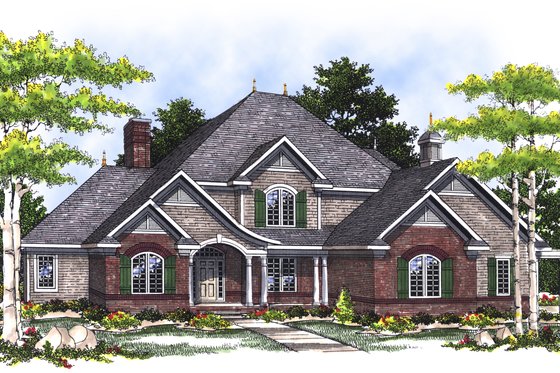 Exterior - Front Elevation for European House Plan #70-477 - 4 bed, 3.5 bath