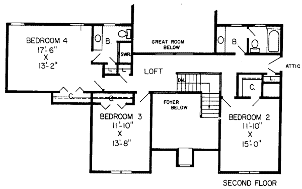 Tudor Floor Plan - Upper Floor Plan #312-215