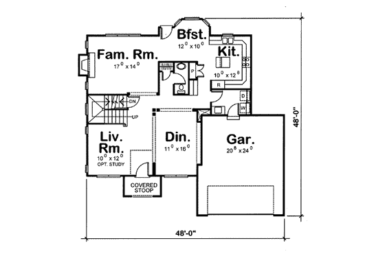 Floor Plan - Main Floor for European House Plan #20-931 - 4 bed, 2.5 bath
