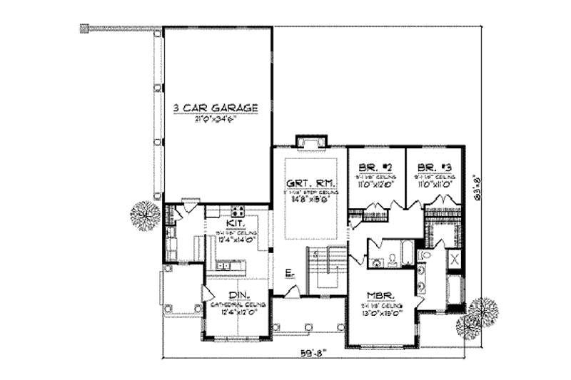 Home Plan - Floor Plan - Main Floor for Traditional House Plan #70-679 - 3 bed, 2 bath
